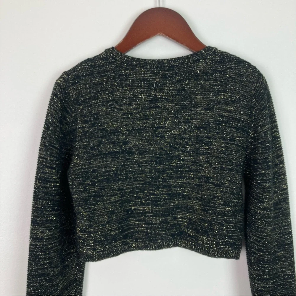 Marmellata Black Metallic Cropped Cardigan Girls 12